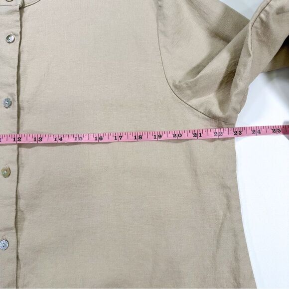 Orvis Womens Size Large Linen Blend Vintage Button Down Shirt Beaded Embroidered - Picture 10 of 11